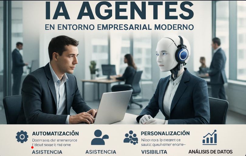IA Agentes en entorno empresarial moderno